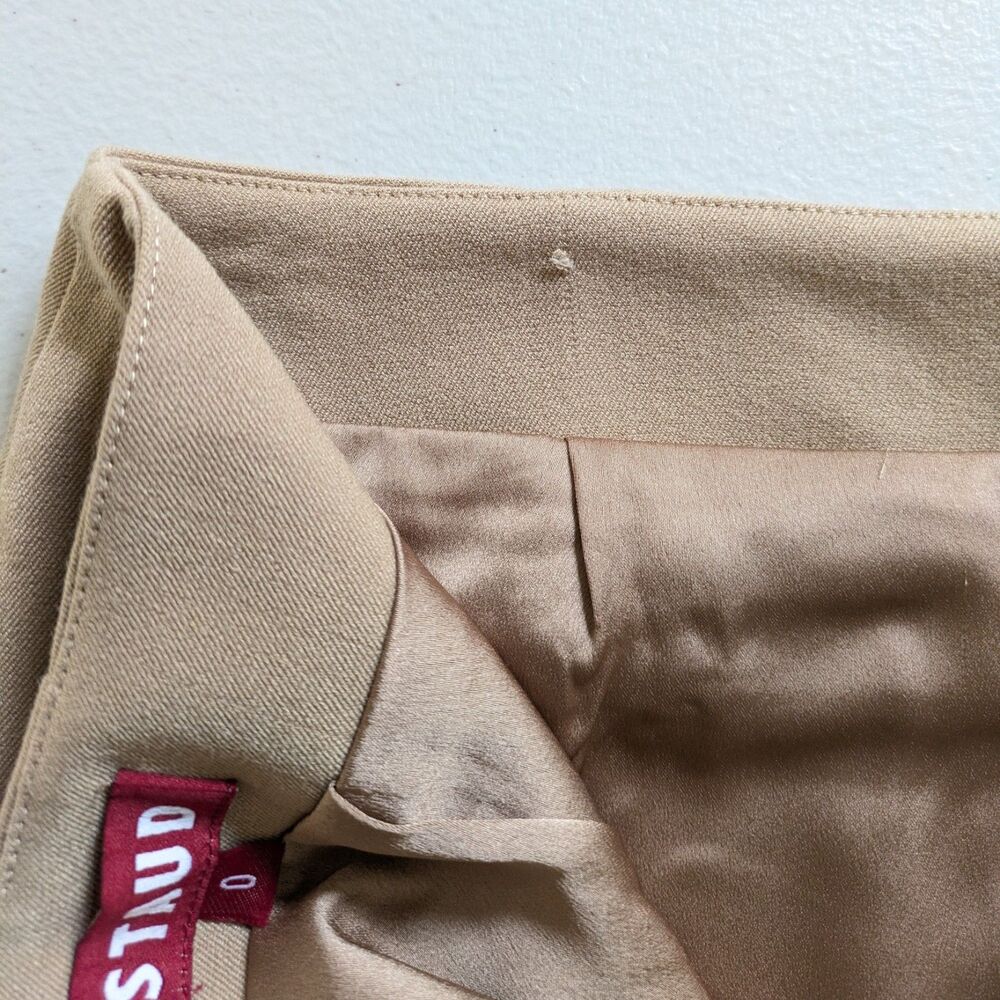 Staud Annette Mini Skirt Camel Brown Size 0 Office Academia Luxury Quiet Girl - Picture 8 of 14